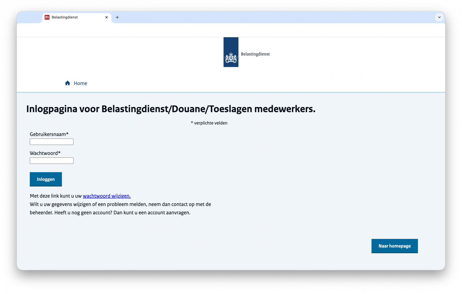 Screenshot van inlogpagina voor eenmalig activeren printapplicatie