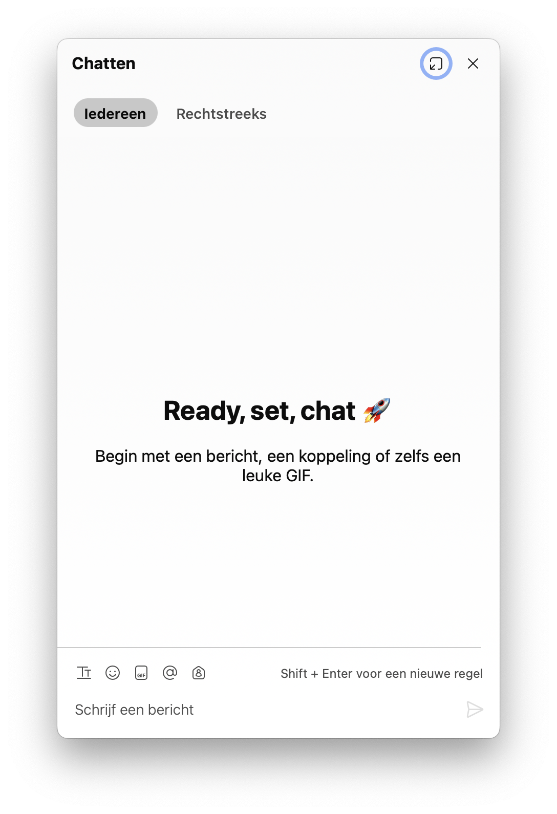 Screenshot chatvenster in Webex tijdens videovergaderen