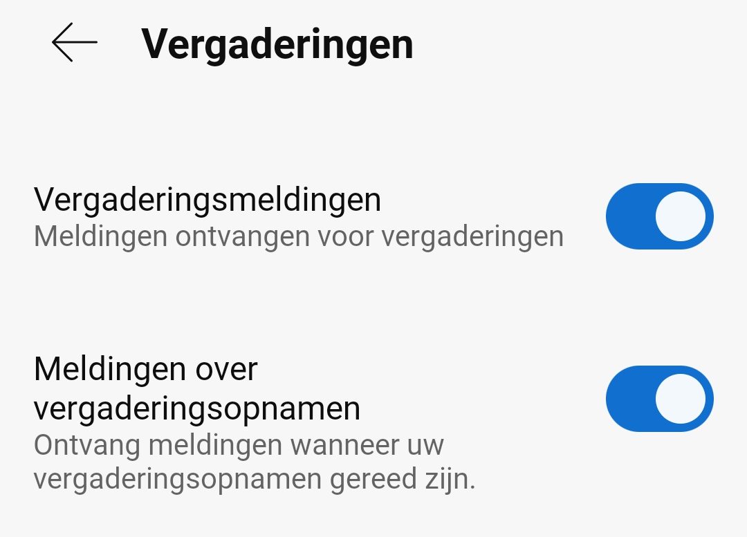 Screenshot van meldingen voor bellen in Webex op Android-telefoon