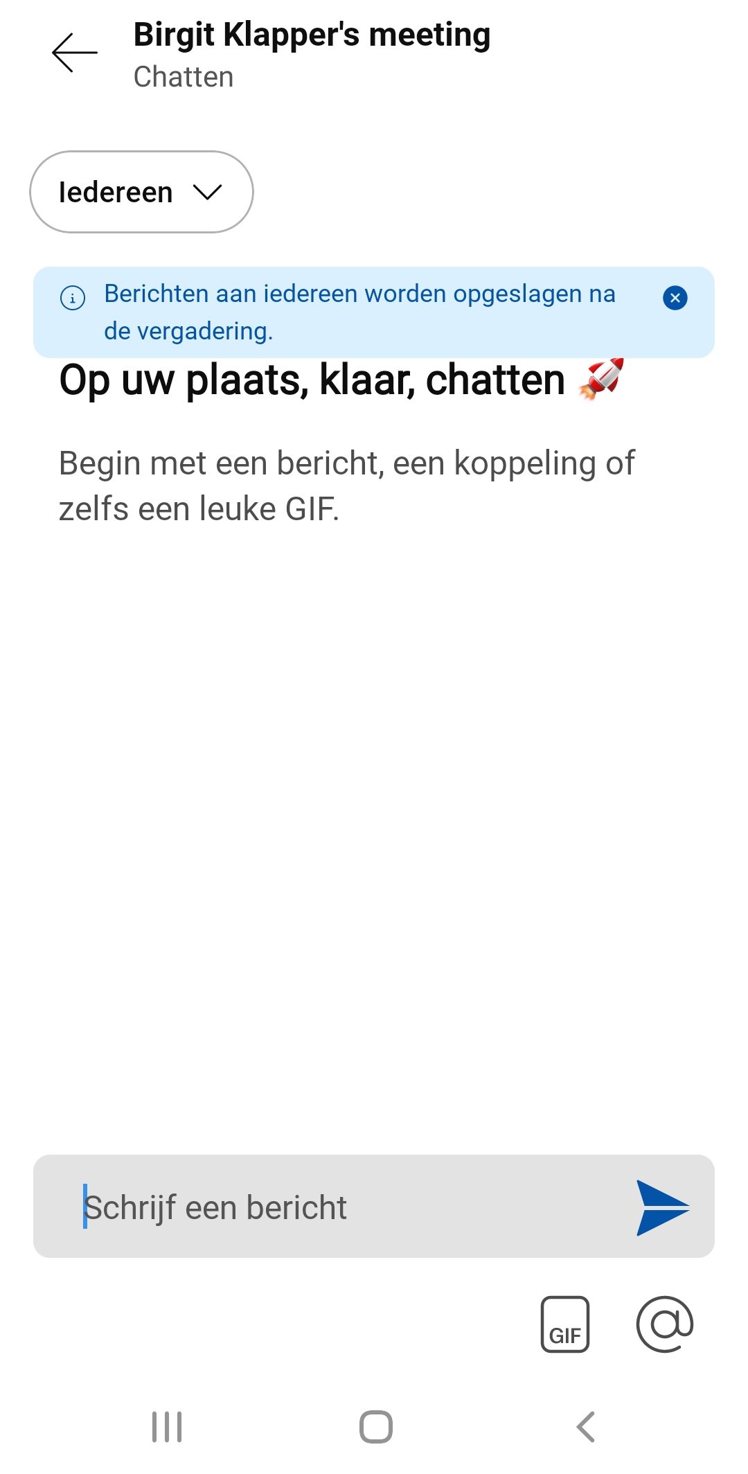 Screenshot chatvenster in Webex op Android-telefoon