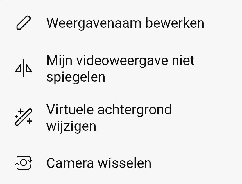 Screenshot van aanpassen camerabeeld tijdens videovergadering in Webex op Android-telefoon