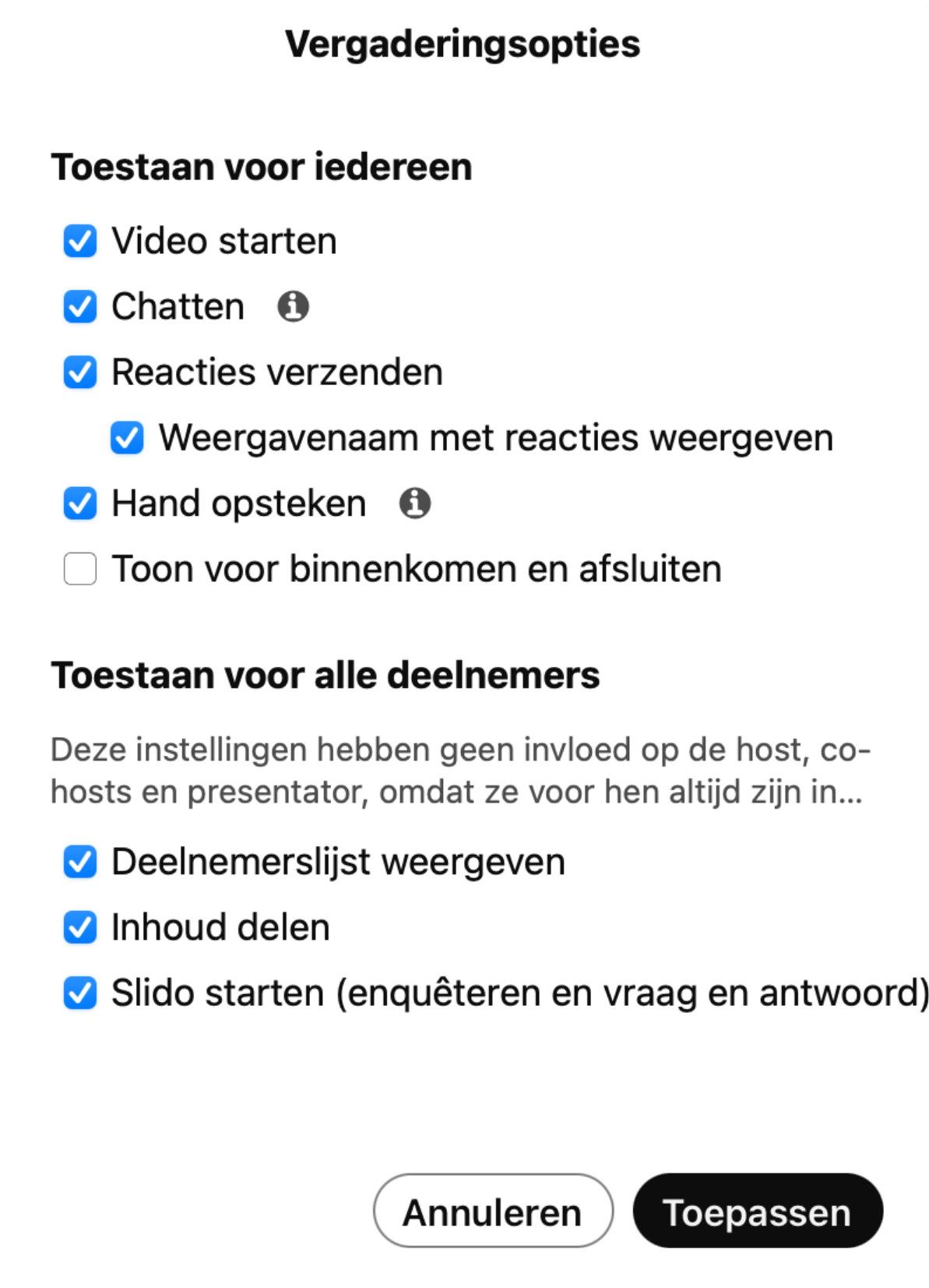 Screenshot van vergaderingsofties Webex videovergaderen