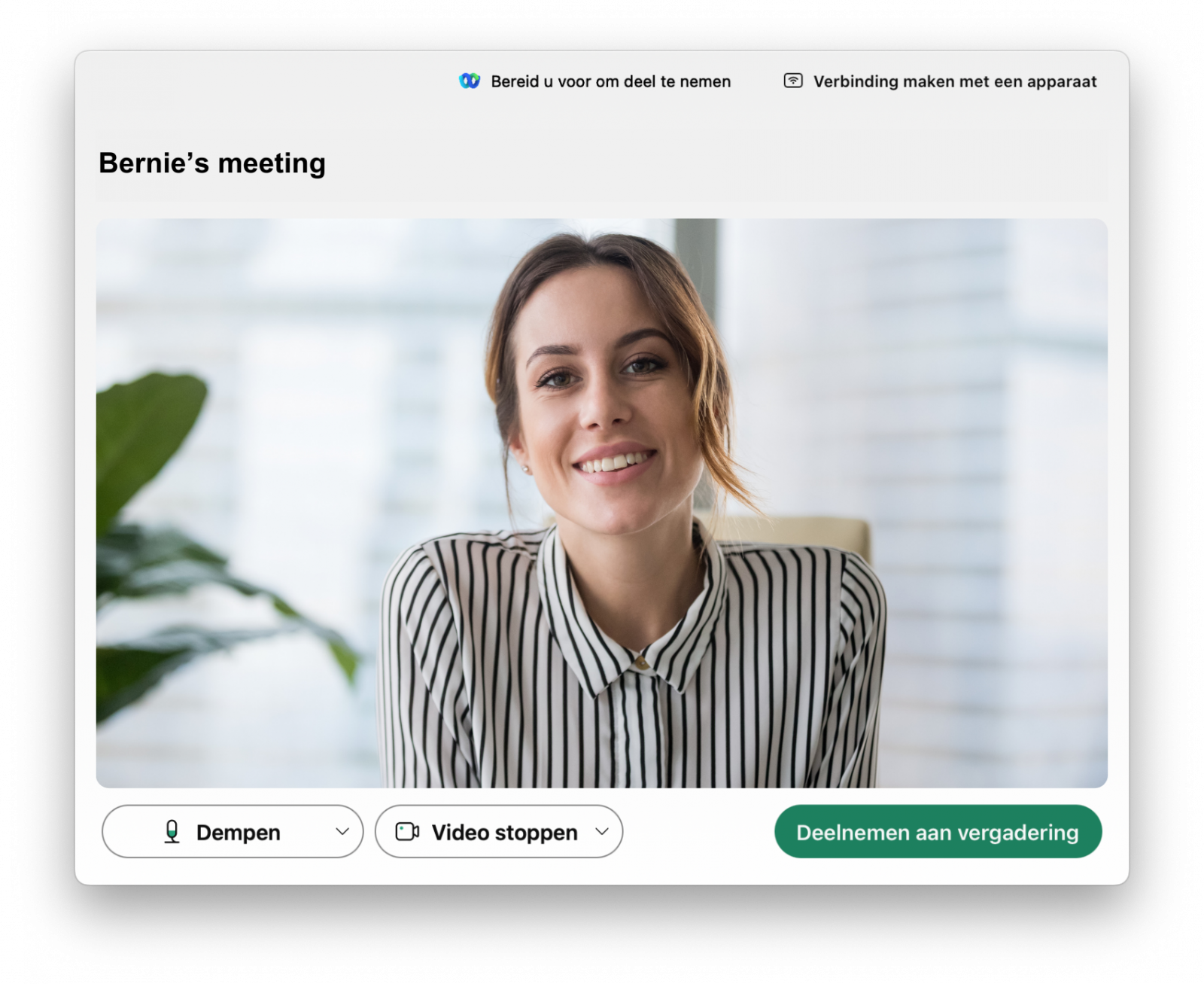 Screenshot van opstartscherm deelnemen aan een videovergadering in Webex