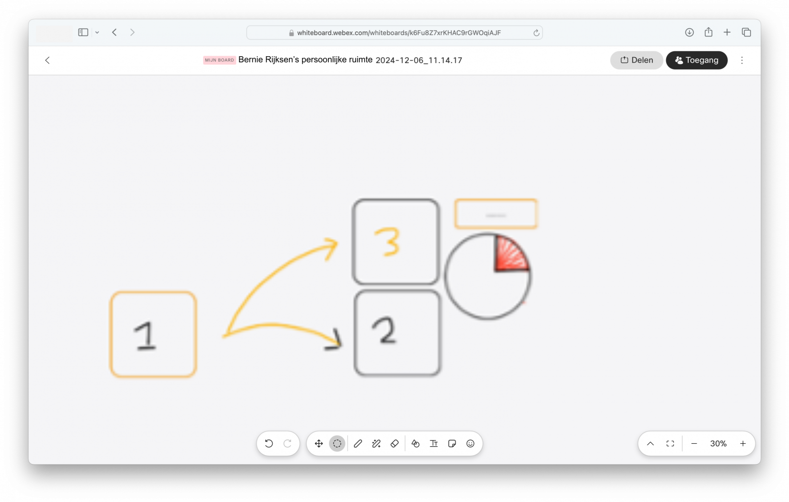 Screenshot geopend whiteboard op whiteboard.webex.com