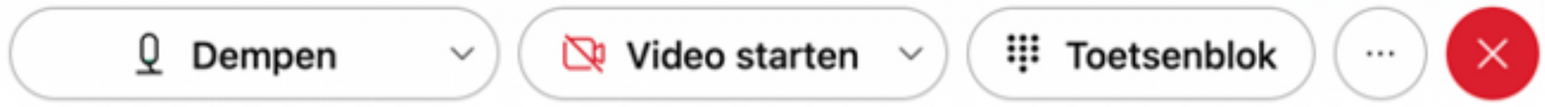 Screenshot van menubalk tijdens oproep in de Webex App