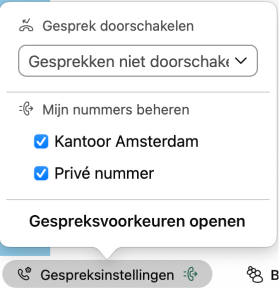 Screenshot van mijn nummers beheren in de Webex App