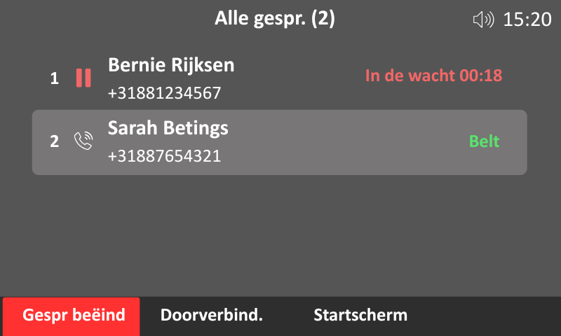 Afbeelding van gesprek tijdens doorverbinden op vaste telefoon