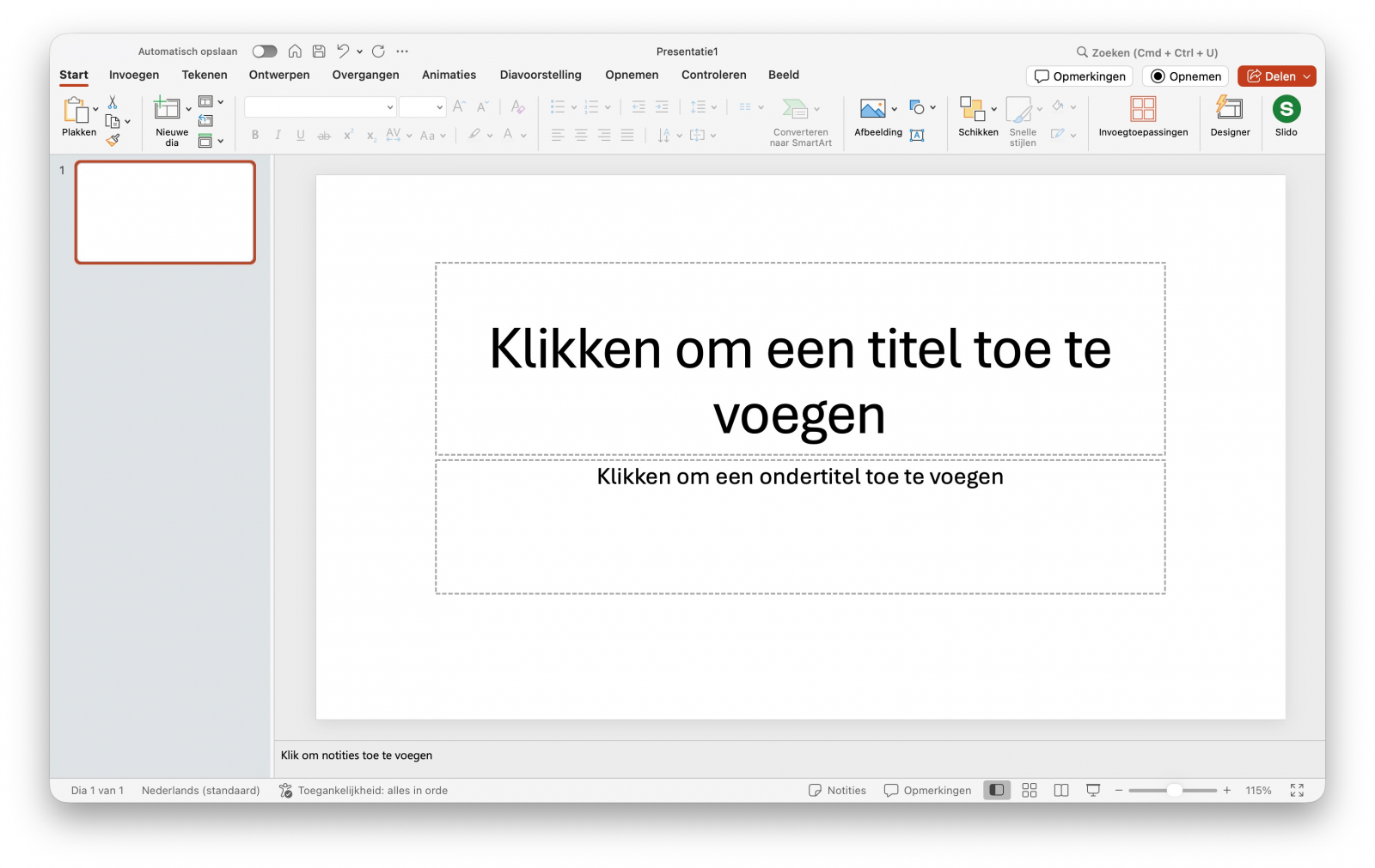 Screenshot van PowerPoint met Slido-integratie