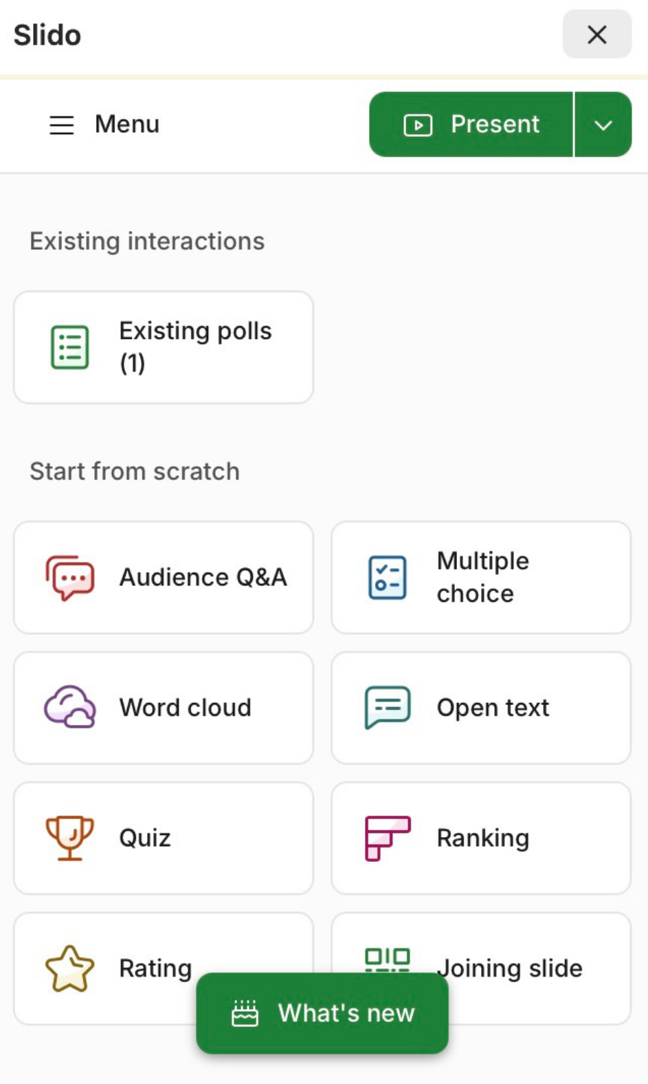 Screenshot van Slido-integratie in PowerPoint