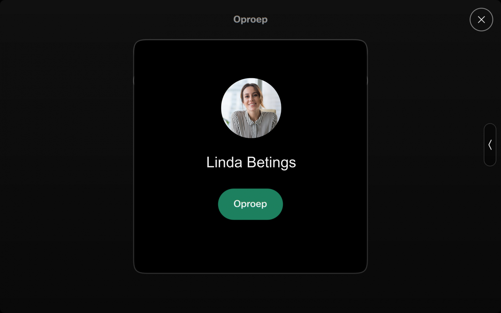 Screenshot van oproep starten via VC-set