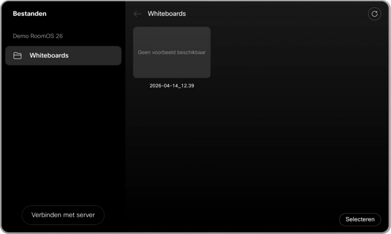 Opgeslagen bestanden op het Webex Board