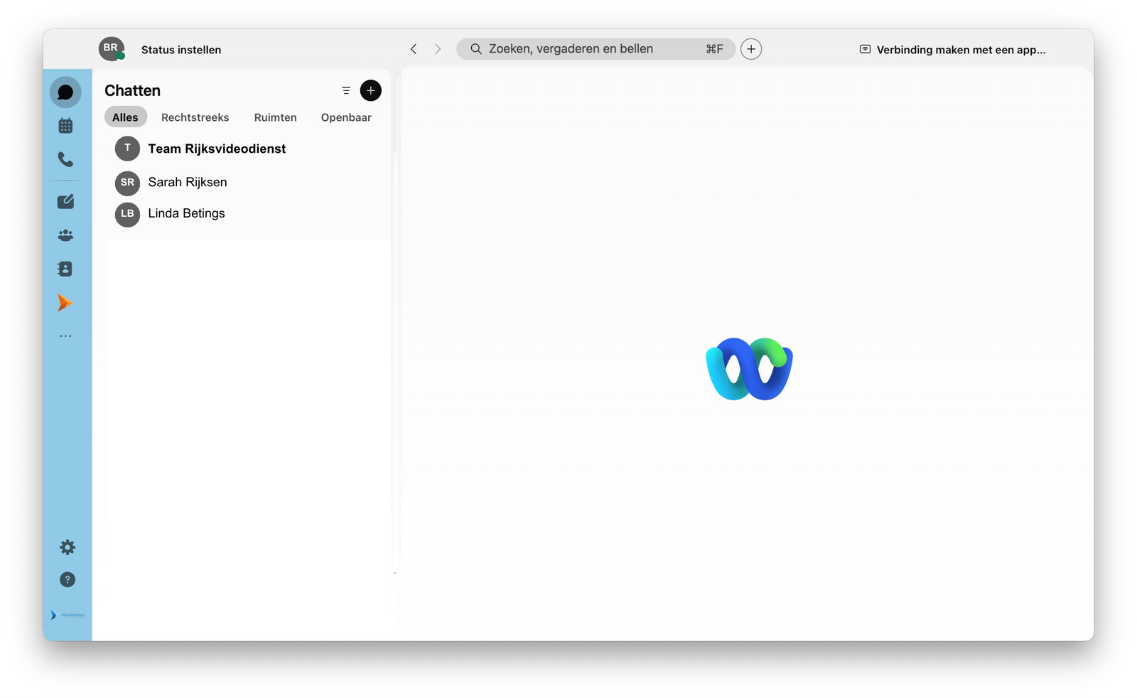 Screenshot van chatvenster in de Webex app