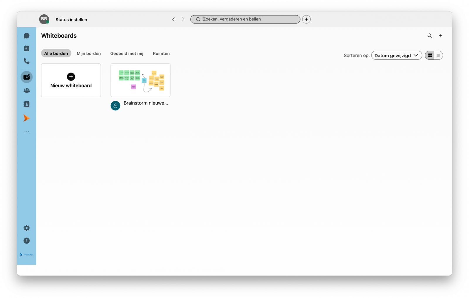 Screenshot van whiteboards in de Webex-app